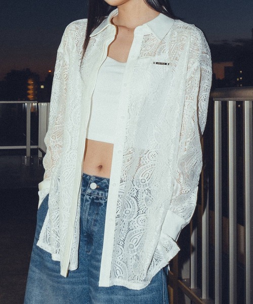 Subciety(サブサエティ)の「Paisley lace loose shirt【WOMENS】(シャツ/ブラウス・レディース・ブラック/ホワイト・FREE)」の2枚目の写真