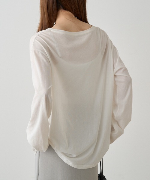 PUAL CE CIN（ピュアルセシン）の「コットンシアーカットソー（Tシャツ/カットソー・レディース・イエロー/ピンク/オフホワイト/ブラック/サックスブルー・FREE）」の7枚目の写真