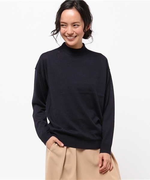 La TOTALITE(ラトータリテ)の「ハイネックドロッププルオーバー(ニット/セーター・レディース・グレー/ネイビー/サックスブルー・FREE)」の2枚目の写真