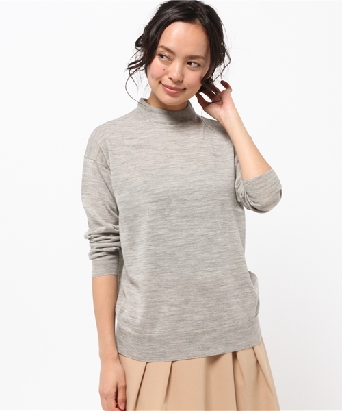 La TOTALITE(ラトータリテ)の「ハイネックドロッププルオーバー(ニット/セーター・レディース・グレー/ネイビー/サックスブルー・FREE)」の1枚目の写真