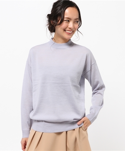 La TOTALITE(ラトータリテ)の「ハイネックドロッププルオーバー(ニット/セーター・レディース・グレー/ネイビー/サックスブルー・FREE)」の3枚目の写真