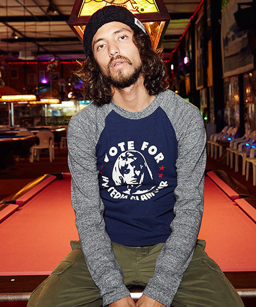 HYSTERIC GLAMOUR(ヒステリックグラマー)の「VOTE FOR HYS pt T-SH(Tシャツ/カットソー・メンズ・ネイビー/トップグレー/チャコールグレー・SMALL/LARGE/MEDIUM)」の3枚目の写真