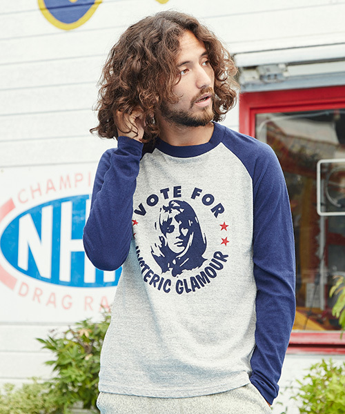 HYSTERIC GLAMOUR(ヒステリックグラマー)の「VOTE FOR HYS pt T-SH(Tシャツ/カットソー・メンズ・ネイビー/トップグレー/チャコールグレー・SMALL/LARGE/MEDIUM)」の2枚目の写真