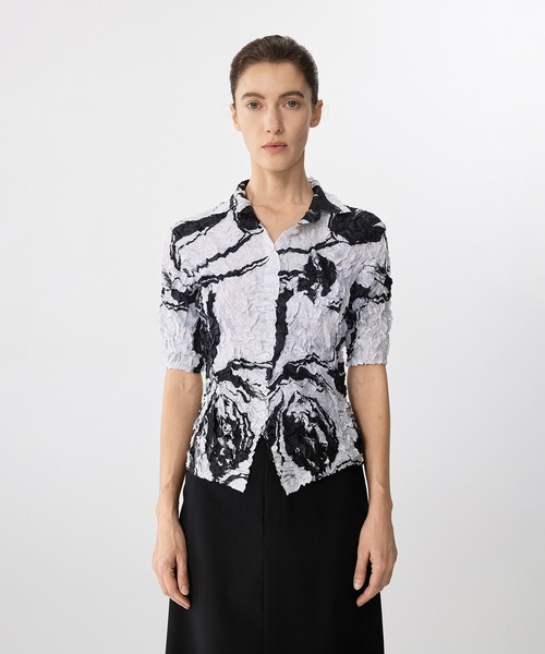 ブラウス シャツ Brushstroke Floral Crinkled Shirt / シャツブラウス レディース セール】Brushstroke Floral Crinkled Shirt / シャツブラウス