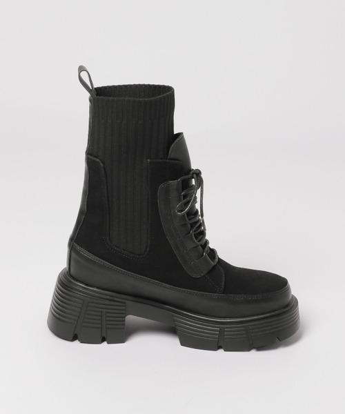 FOREVER 21（フォーエバー トゥエンティーワン）の「【2025SS】厚底ソックスブーツ（ブーツ・レディース・ブラック・MEDIUM/LARGE）」の3枚目の写真