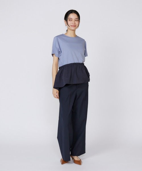 INED（イネド）の「スーピマコットン ドッキングペプラムカットソー（Tシャツ/カットソー・レディース・ホワイト/ネイビー/オフホワイト/サックスブルー・9号/11号）」の5枚目の写真