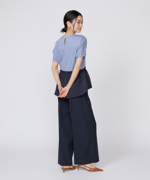 INED（イネド）の「スーピマコットン ドッキングペプラムカットソー（Tシャツ/カットソー・レディース・ホワイト/ネイビー/オフホワイト/サックスブルー・9号/11号）」の6枚目の写真