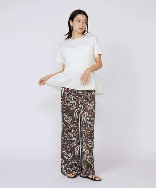 INED（イネド）の「スーピマコットン ドッキングペプラムカットソー（Tシャツ/カットソー・レディース・ホワイト/ネイビー/オフホワイト/サックスブルー・9号/11号）」の8枚目の写真