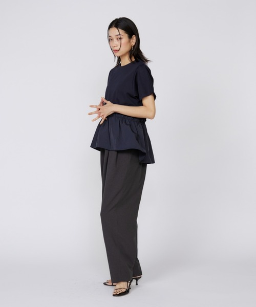 INED（イネド）の「スーピマコットン ドッキングペプラムカットソー（Tシャツ/カットソー・レディース・ホワイト/ネイビー/オフホワイト/サックスブルー・9号/11号）」の12枚目の写真