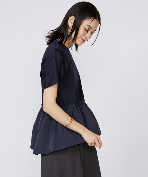 INED（イネド）の「スーピマコットン ドッキングペプラムカットソー（Tシャツ/カットソー・レディース・ホワイト/ネイビー/オフホワイト/サックスブルー・9号/11号）」の17枚目の写真