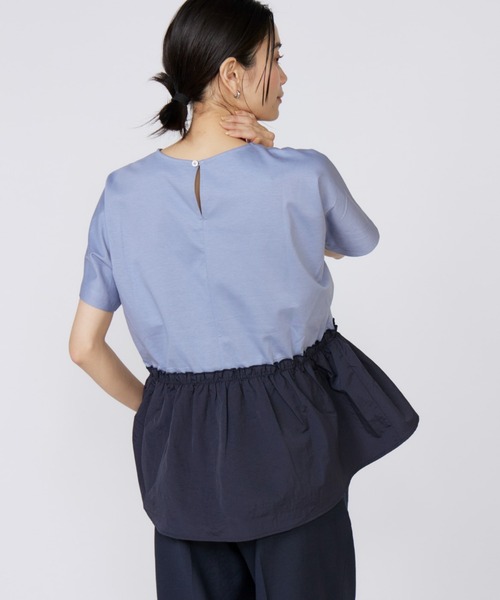 INED（イネド）の「スーピマコットン ドッキングペプラムカットソー（Tシャツ/カットソー・レディース・ホワイト/ネイビー/オフホワイト/サックスブルー・9号/11号）」の19枚目の写真