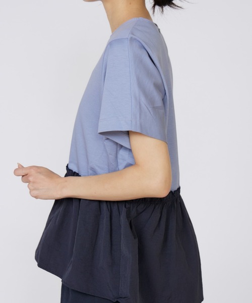 INED（イネド）の「スーピマコットン ドッキングペプラムカットソー（Tシャツ/カットソー・レディース・ホワイト/ネイビー/オフホワイト/サックスブルー・9号/11号）」の21枚目の写真