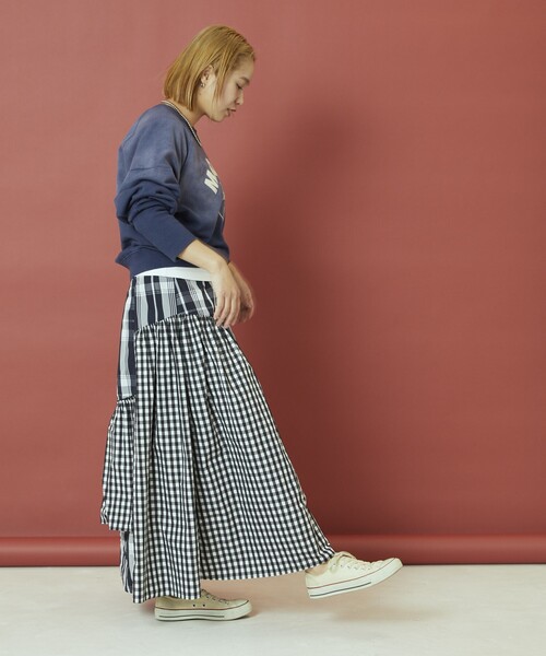 セール】Freada/フリーダ チェック パッチワーク フリル フレア