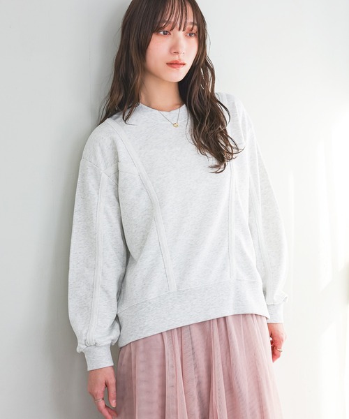 n'OrLABEL（ノアールレーベル）の「『裏毛テープデザインスウェット』（スウェット・レディース・カーキ/オートミール/杢グレー/ブラック・2/1）」の3枚目の写真