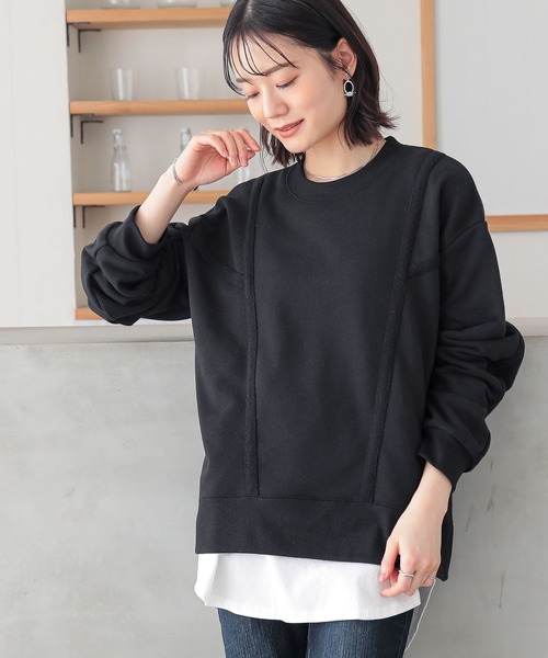n'OrLABEL（ノアールレーベル）の「『裏毛テープデザインスウェット』（スウェット・レディース・カーキ/オートミール/杢グレー/ブラック・2/1）」の2枚目の写真