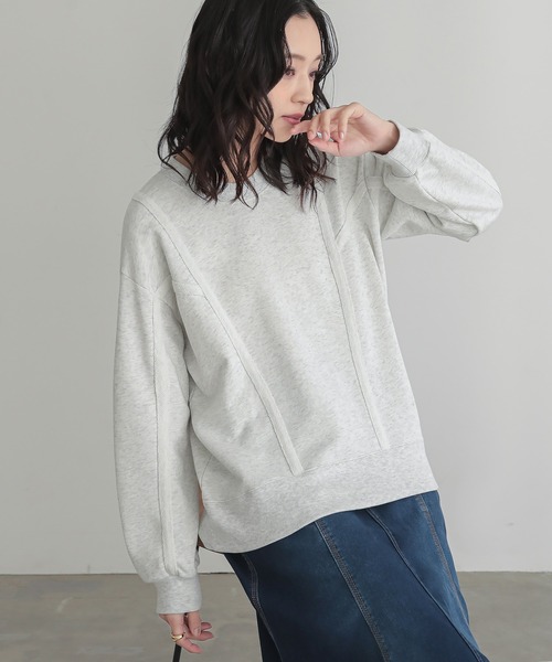n'OrLABEL（ノアールレーベル）の「『裏毛テープデザインスウェット』（スウェット・レディース・カーキ/オートミール/杢グレー/ブラック・2/1）」の5枚目の写真