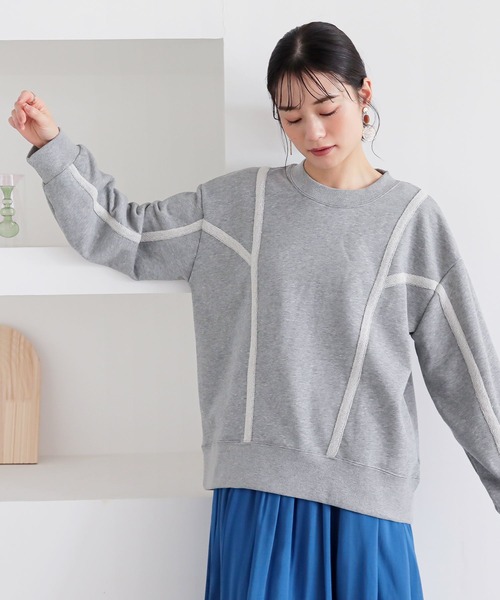 n'OrLABEL（ノアールレーベル）の「『裏毛テープデザインスウェット』（スウェット・レディース・カーキ/オートミール/杢グレー/ブラック・2/1）」の10枚目の写真