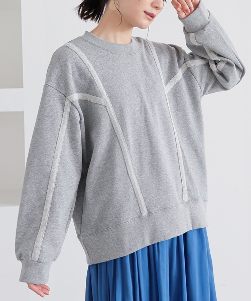 n'OrLABEL（ノアールレーベル）の「『裏毛テープデザインスウェット』（スウェット・レディース・カーキ/オートミール/杢グレー/ブラック・2/1）」の8枚目の写真