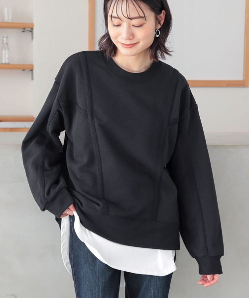 n'OrLABEL（ノアールレーベル）の「『裏毛テープデザインスウェット』（スウェット・レディース・カーキ/オートミール/杢グレー/ブラック・2/1）」の15枚目の写真