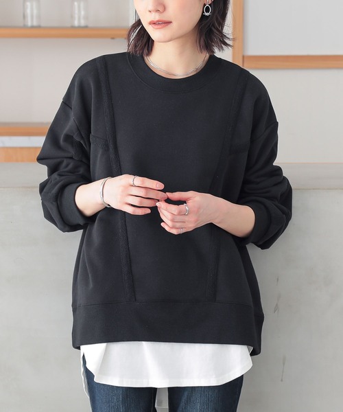 n'OrLABEL（ノアールレーベル）の「『裏毛テープデザインスウェット』（スウェット・レディース・カーキ/オートミール/杢グレー/ブラック・2/1）」の16枚目の写真