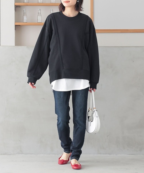 n'OrLABEL（ノアールレーベル）の「『裏毛テープデザインスウェット』（スウェット・レディース・カーキ/オートミール/杢グレー/ブラック・2/1）」の17枚目の写真