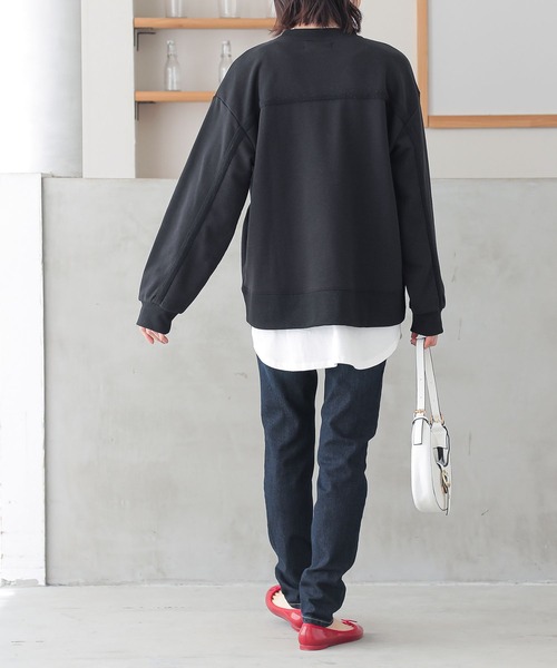 n'OrLABEL（ノアールレーベル）の「『裏毛テープデザインスウェット』（スウェット・レディース・カーキ/オートミール/杢グレー/ブラック・2/1）」の20枚目の写真
