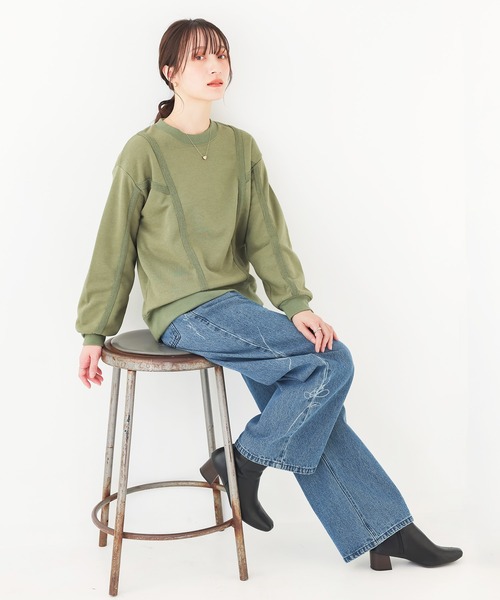 n'OrLABEL（ノアールレーベル）の「『裏毛テープデザインスウェット』（スウェット・レディース・カーキ/オートミール/杢グレー/ブラック・2/1）」の22枚目の写真