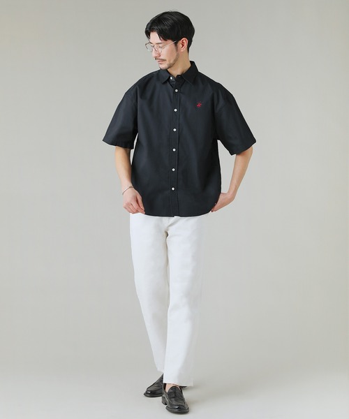 BEVERLY HILLS POLO CLUB(ビバリーヒルズポロクラブ)の「BEVERLY HILLS POLO CLUB ツイルピーチ半袖シャツ(シャツ/ブラウス・メンズ・スミクロ/ネイビー/ホワイト/グリーン・M/L)」の5枚目の写真
