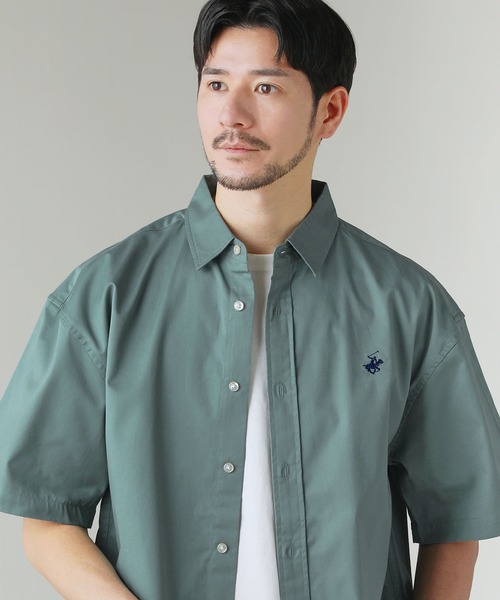BEVERLY HILLS POLO CLUB(ビバリーヒルズポロクラブ)の「BEVERLY HILLS POLO CLUB ツイルピーチ半袖シャツ(シャツ/ブラウス・メンズ・スミクロ/ネイビー/ホワイト/グリーン・M/L)」の8枚目の写真