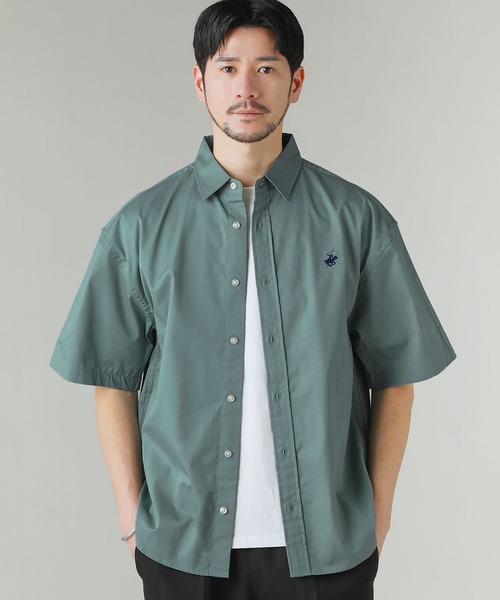 BEVERLY HILLS POLO CLUB(ビバリーヒルズポロクラブ)の「BEVERLY HILLS POLO CLUB ツイルピーチ半袖シャツ(シャツ/ブラウス・メンズ・スミクロ/ネイビー/ホワイト/グリーン・M/L)」の9枚目の写真