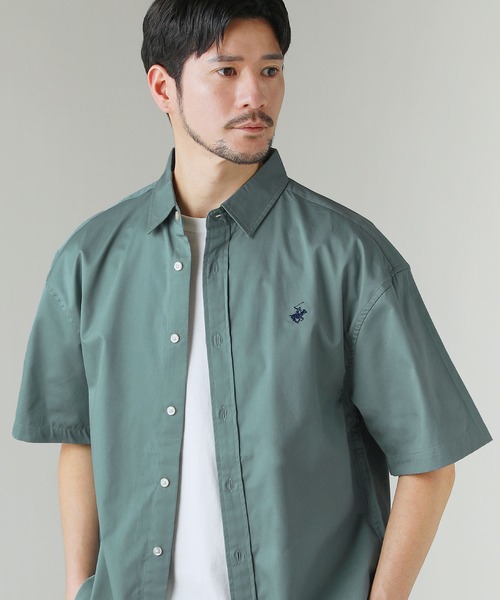 BEVERLY HILLS POLO CLUB(ビバリーヒルズポロクラブ)の「BEVERLY HILLS POLO CLUB ツイルピーチ半袖シャツ(シャツ/ブラウス・メンズ・スミクロ/ネイビー/ホワイト/グリーン・M/L)」の10枚目の写真