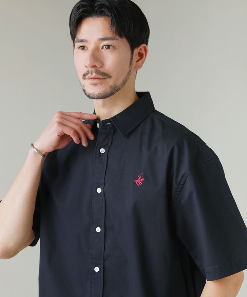 BEVERLY HILLS POLO CLUB(ビバリーヒルズポロクラブ)の「BEVERLY HILLS POLO CLUB ツイルピーチ半袖シャツ(シャツ/ブラウス・メンズ・スミクロ/ネイビー/ホワイト/グリーン・M/L)」の16枚目の写真
