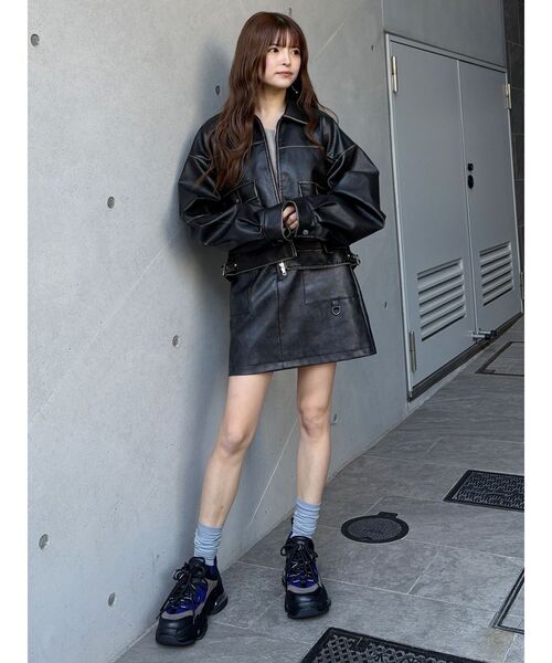 MURUA（ムルーア）の「ウォッシュフェイクレザーブルゾン（ブルゾン・レディース・ブラック/ブラウン/ブルー・FREE）」の16枚目の写真