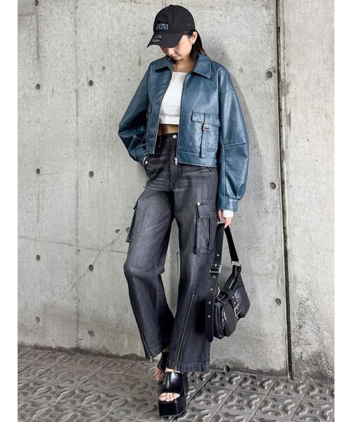 MURUA（ムルーア）の「ウォッシュフェイクレザーブルゾン（ブルゾン・レディース・ブラック/ブラウン/ブルー・FREE）」の21枚目の写真