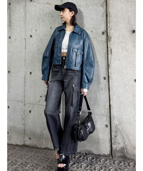 MURUA（ムルーア）の「ウォッシュフェイクレザーブルゾン（ブルゾン・レディース・ブラック/ブラウン/ブルー・FREE）」の22枚目の写真