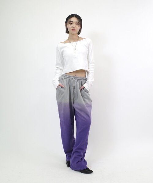 WHO'S WHO gallery(フーズフーギャラリー)の「【ユニセックス】グラデーションスウェットパンツ(スウェットパンツ・レディース・グレー/パープル・MEDIUM)」の10枚目の写真