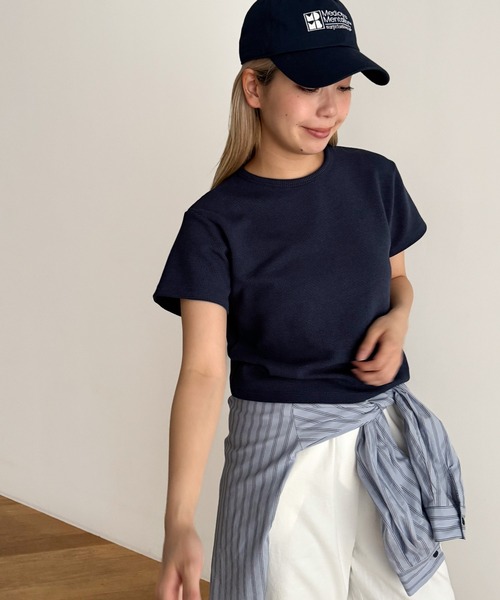 CANAL JEAN（キャナルジーン）の「El mar　ワッフルコンパクトTシャツ（Tシャツ/カットソー・レディース・アイボリー/ネイビー/ヘザーグレー・ONE SIZE）」の3枚目の写真