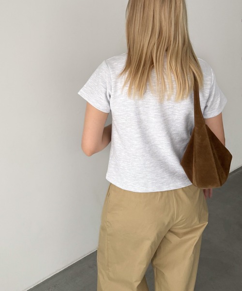 CANAL JEAN（キャナルジーン）の「El mar　ワッフルコンパクトTシャツ（Tシャツ/カットソー・レディース・アイボリー/ネイビー/ヘザーグレー・ONE SIZE）」の5枚目の写真