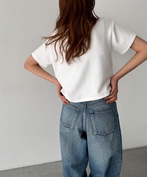 CANAL JEAN（キャナルジーン）の「El mar　ワッフルコンパクトTシャツ（Tシャツ/カットソー・レディース・アイボリー/ネイビー/ヘザーグレー・ONE SIZE）」の8枚目の写真