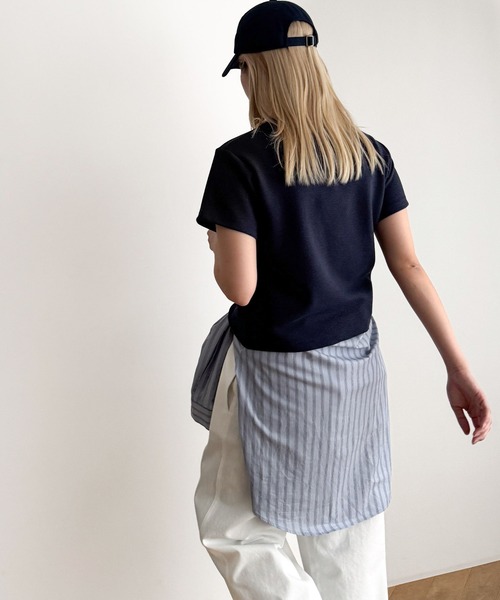 CANAL JEAN（キャナルジーン）の「El mar　ワッフルコンパクトTシャツ（Tシャツ/カットソー・レディース・アイボリー/ネイビー/ヘザーグレー・ONE SIZE）」の11枚目の写真