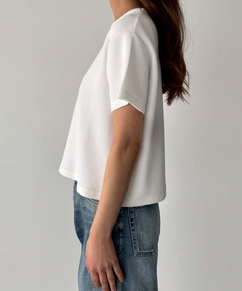 CANAL JEAN（キャナルジーン）の「El mar　ワッフルコンパクトTシャツ（Tシャツ/カットソー・レディース・アイボリー/ネイビー/ヘザーグレー・ONE SIZE）」の14枚目の写真