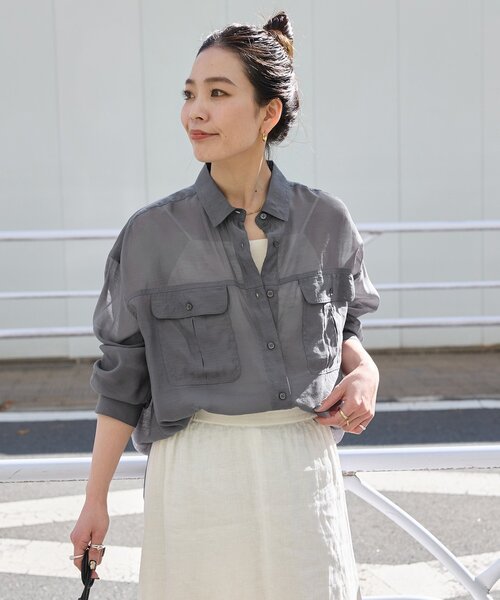 セール】手洗い可 / シアーパチポケシャツ（シャツ/ブラウス