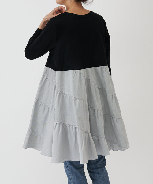 BEARDSLEY(ビアズリー)の「エスカルゴコンビチュニック(シャツ/ブラウス・レディース・ブラック/グレー・FREE)」の13枚目の写真