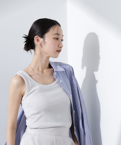 NANO universe（ナノユニバース）の「抗菌防臭リブタンクトップ（タンクトップ・レディース・ブラック/ホワイト/ライトグレー・FREE）」の3枚目の写真