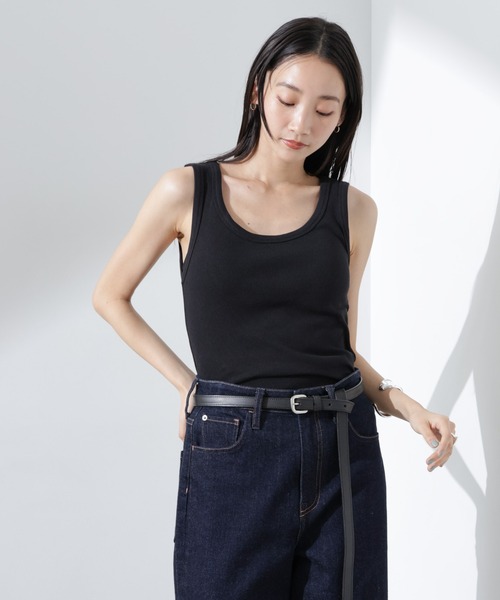 NANO universe（ナノユニバース）の「抗菌防臭リブタンクトップ（タンクトップ・レディース・ブラック/ホワイト/ライトグレー・FREE）」の2枚目の写真