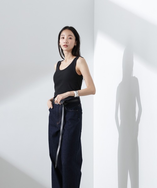 NANO universe（ナノユニバース）の「抗菌防臭リブタンクトップ（タンクトップ・レディース・ブラック/ホワイト/ライトグレー・FREE）」の5枚目の写真