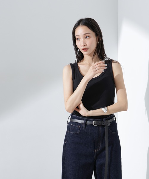 NANO universe（ナノユニバース）の「抗菌防臭リブタンクトップ（タンクトップ・レディース・ブラック/ホワイト/ライトグレー・FREE）」の4枚目の写真