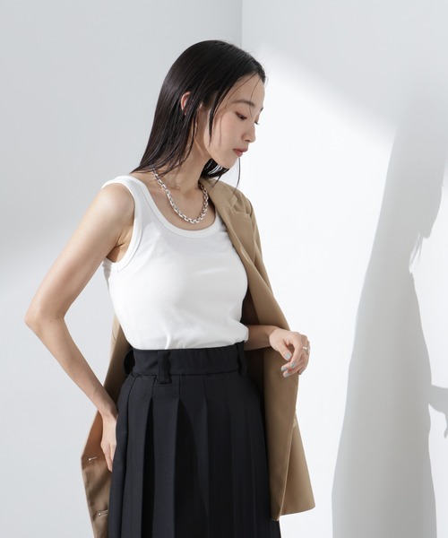 NANO universe（ナノユニバース）の「抗菌防臭リブタンクトップ（タンクトップ・レディース・ブラック/ホワイト/ライトグレー・FREE）」の9枚目の写真