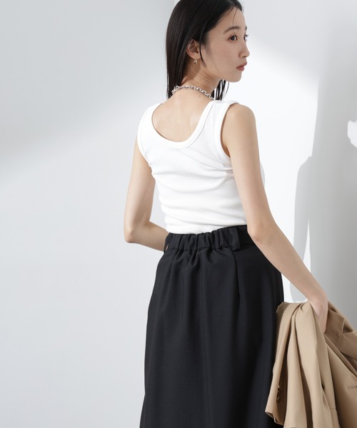 NANO universe（ナノユニバース）の「抗菌防臭リブタンクトップ（タンクトップ・レディース・ブラック/ホワイト/ライトグレー・FREE）」の10枚目の写真