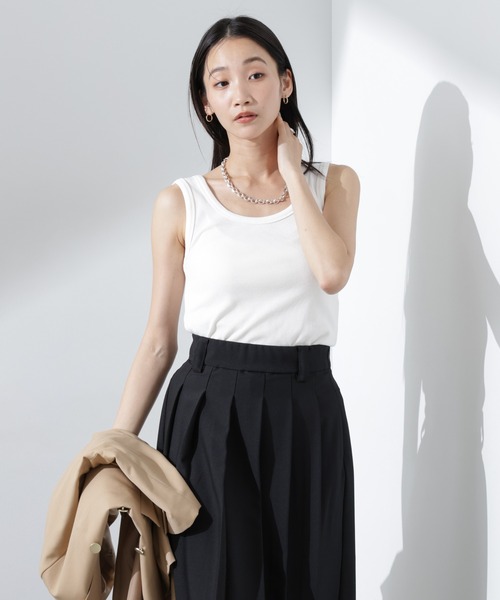 NANO universe（ナノユニバース）の「抗菌防臭リブタンクトップ（タンクトップ・レディース・ブラック/ホワイト/ライトグレー・FREE）」の11枚目の写真